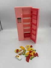 Vintage Barbie ARCO Pink Kitchen Refrigerator With Shelves  Food 1980's