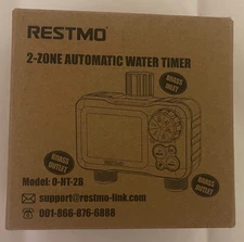 RESTMO Programmable Water Sprinkler Timer w/ Dual Inlet & Outlet, 2 Zone - OH-T