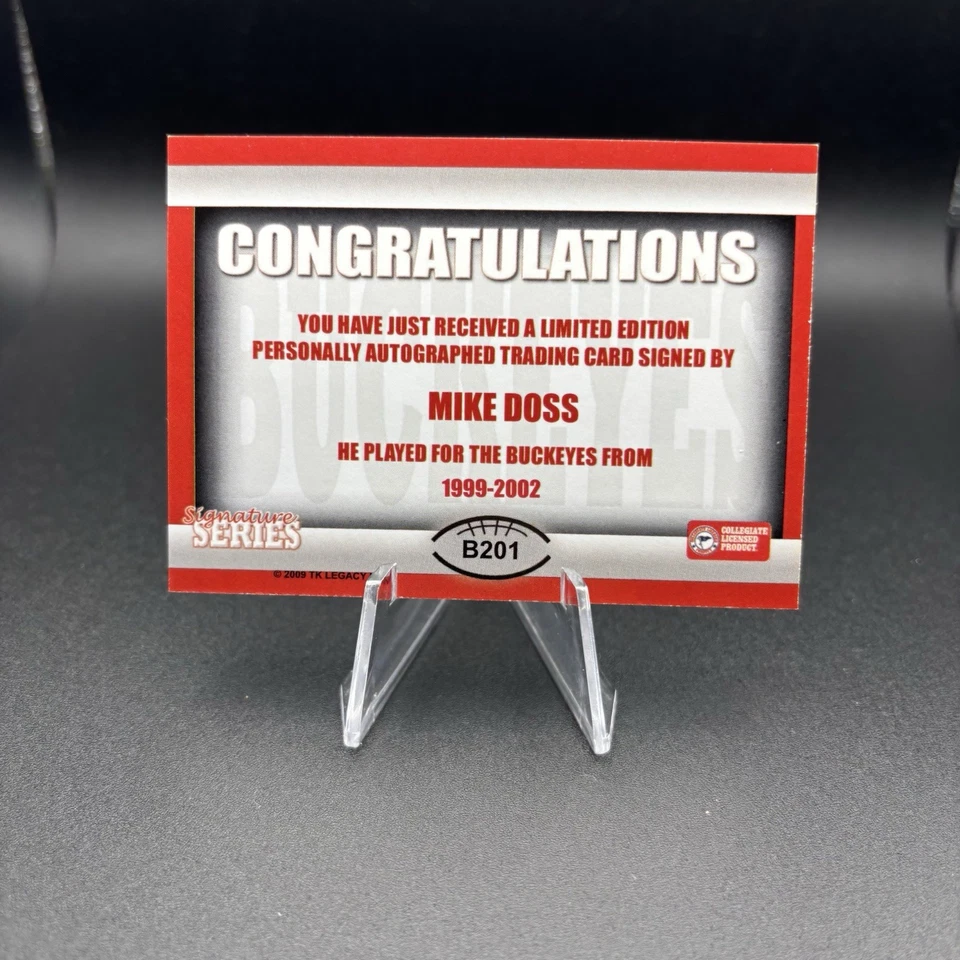 2009 TK Legacy Signature Series Ohio State OSU Auto Autograph Mike Doss B201 - Image 2 of 2
