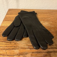 NWOT Italian Leather Gloves Real Fur Lining Black Vintage Medium Large