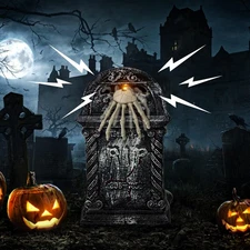 Vellibring Animated Halloween Tombstone Decoration Lighted Gravestone with Cr...