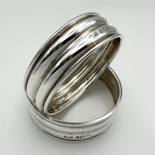 PAIR ANTIQUE NAPKIN RINGS STERLING SILVER BIRMINGHAM 1926 LEVI & SALAMAN