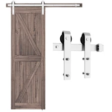 5 Feet Brushed Nickel Barn Door Hardware Kit-Heavy Duty Sliding Track-Smoothl...