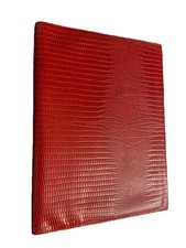 Filofax A5 Lizard Print Leather Notebook Cover - Red - Card Slots - Discontinued