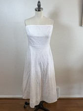 J Crew Dress 6 White Cotton Gauze Strapless Sun Dress Lined Back Zip Minimalist