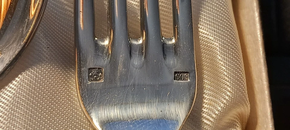 Ensemble de deux couverts de baptême en métal argenté de l'orfèvre Noël Collet - Photo 4/4