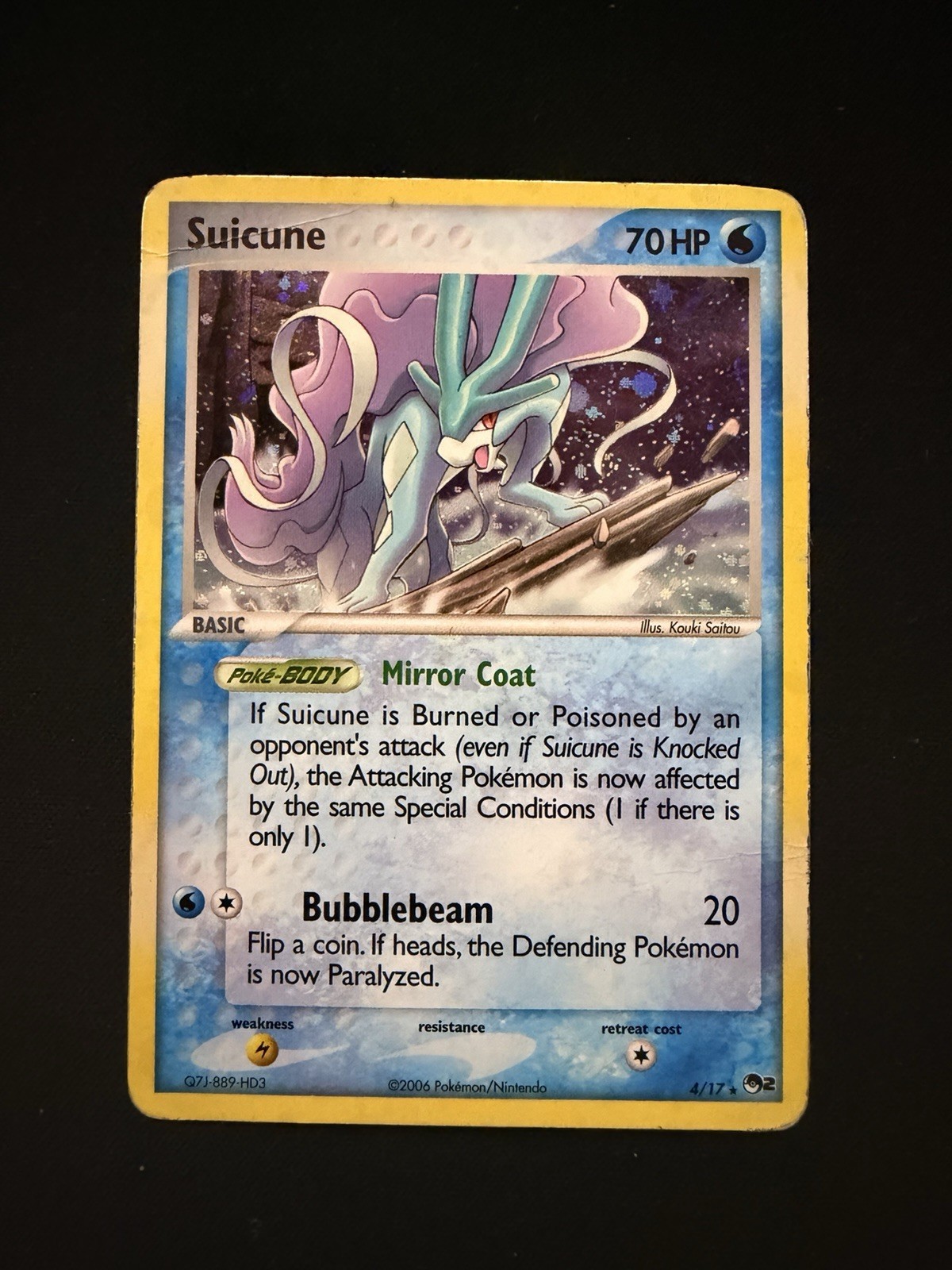 Pokémon TCG Suicune 4/17 Pop Series 2 Holo Rare Card