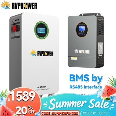48V 314Ah Lithium Battery 16kWh+ 5.5kWh 48V Solar Hybrid Inverter MPPT Off-Grid