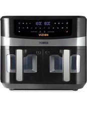 Tower, T17100, Vortx Vizion 9L Dual Basket Air Fryer with Digital control panel