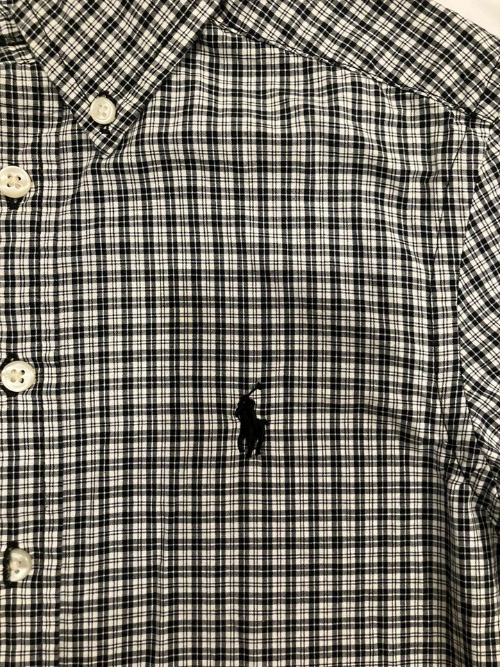 Ralph Lauren Niños S (8) Camisa Negra A Cuadros Manga Larga Con Botones, Usada en Excelente Condición, Polo Pony Foto 2 de 4