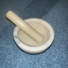 Granite Mortar and Pestle with White Marble Finish Set  4.5" Diameter