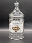 Vtg MCM Anchor Hocking Apothecary Candy Dish Clear Gold Grapes With Lid 7" EUC