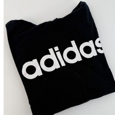 Adidas Kids Black Long Sleeve Hoodie T Shirt White Logo Size M 10 12
