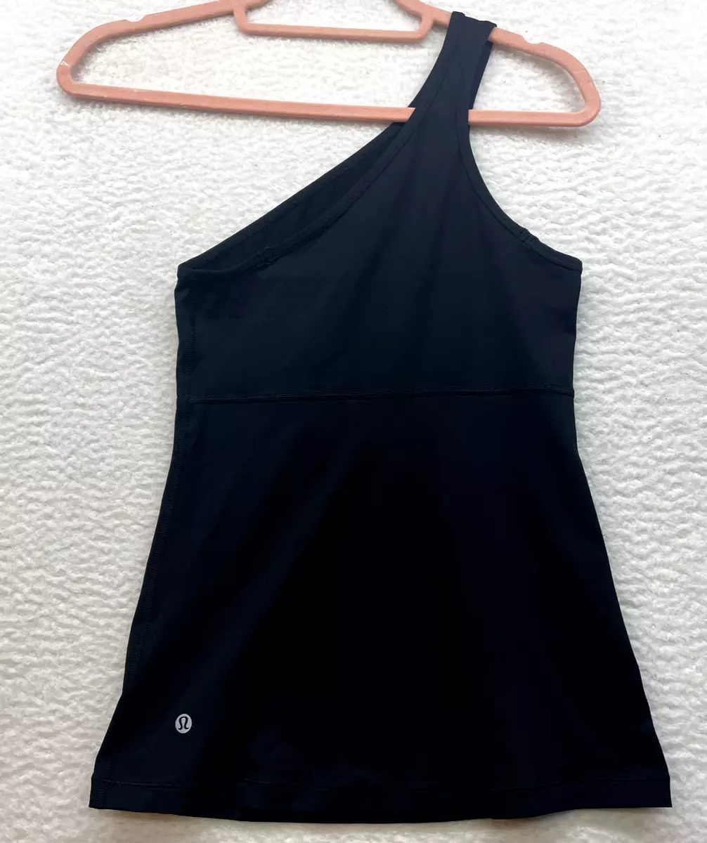Lululemon Shirt Womens 4 Black Cold Shoulder Tank Athleisure Yoga