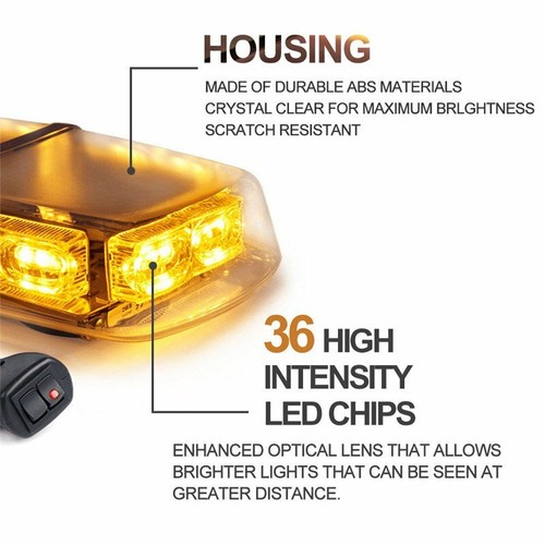 36LED Roof Top Strobe Light Bar Amber for Truck Car Emergency Warning Flash 12V - Picture 5 of 7