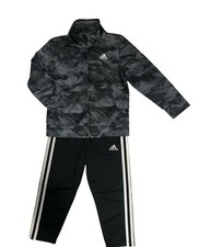 Adidas Big Boys 2-pc Camouflage Print Track Suit Black Size 4 With Pockets