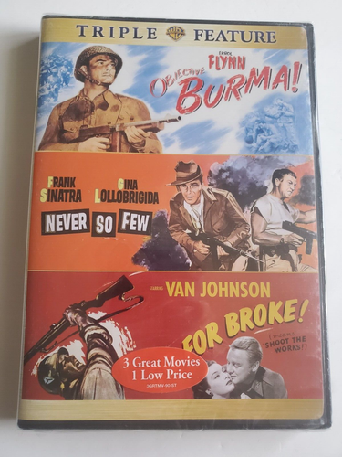 Objective Burma!, Never So Few, For Broke DVD Brand New Sealed Warner Bros. M
