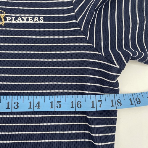Greg Norman Polo Shirt Women’s Medium Play Dry Blue White Stripe The Players - Picture 4 of 6