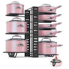 Pots and Pans Organizer for Cabinet 8 Tier Adjustable Pot Rack with 3 DIY Method