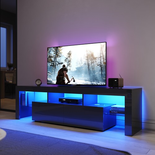 TV Cabinet Entertainment Unit RGB LED Gloss Furniture 130/150/160/180/200cm - Picture 22 of 49