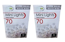 Home For The Holiday 2 Pack 70 Count Mini String Lights Clear Bulb White Wire