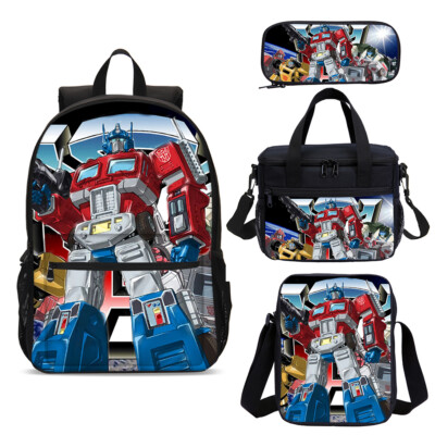 Kids Large Schoolbag Backpacks Set Transformers G1 Cooler Lunch Bag Pen Case Lot