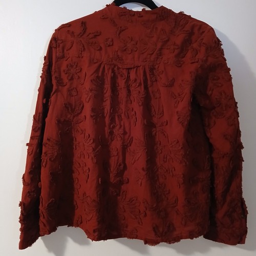 Pilcro Whitney Trapez Damen burgunderrot bestickt Blumen Knopfleiste Bluse Small - Bild 5 von 9