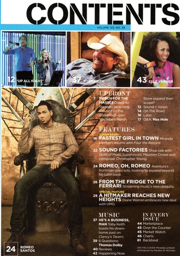 Billboard Magazine 29. Oktober 2011 Miranda Lambert Diane Warren Romeo Santos - Bild 3 von 4