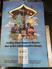 1982 Vintage USPS AMERICA'S LIBRARIES Post Office Stamp POSTER !