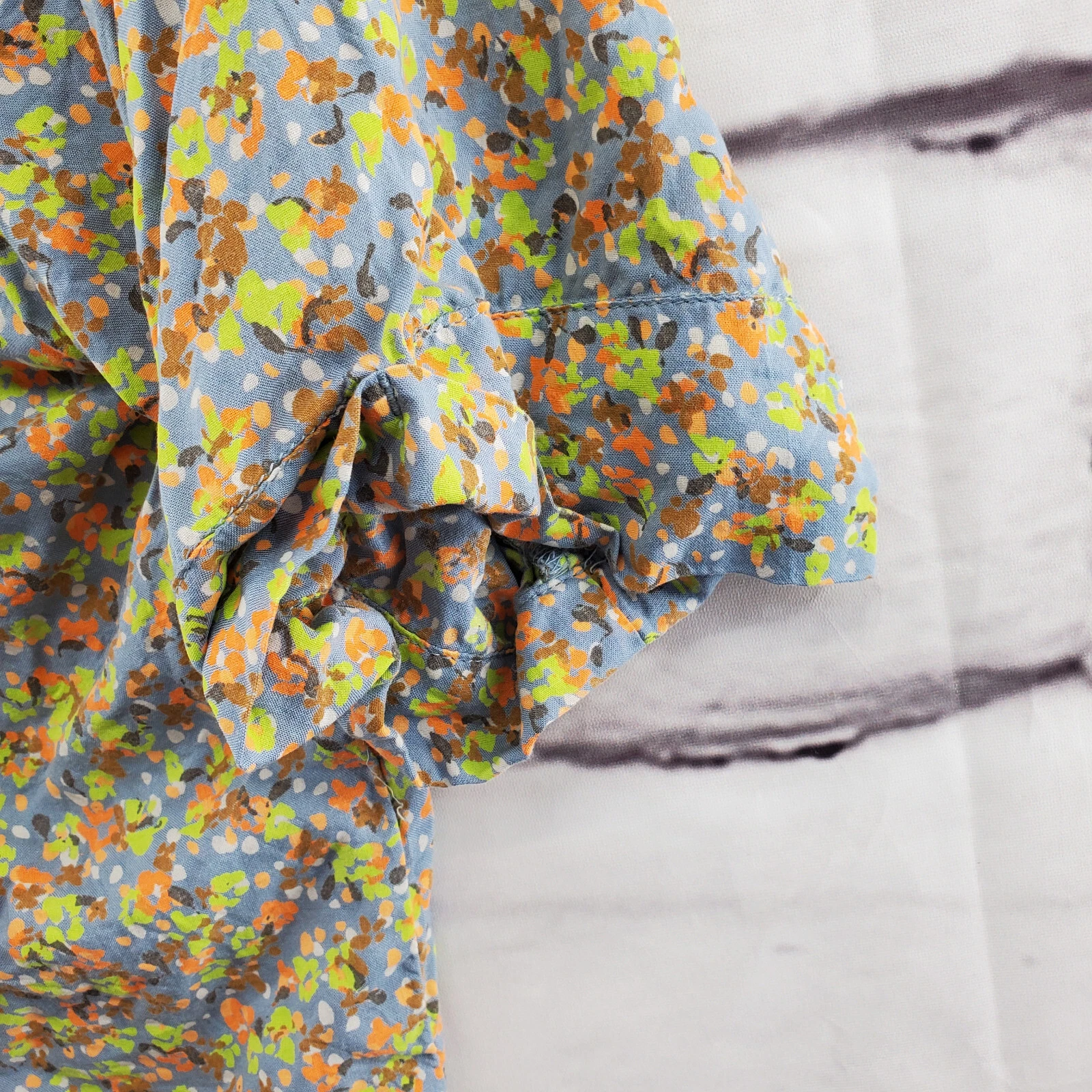 prana button down cropped floral cuffed sleeve shirt