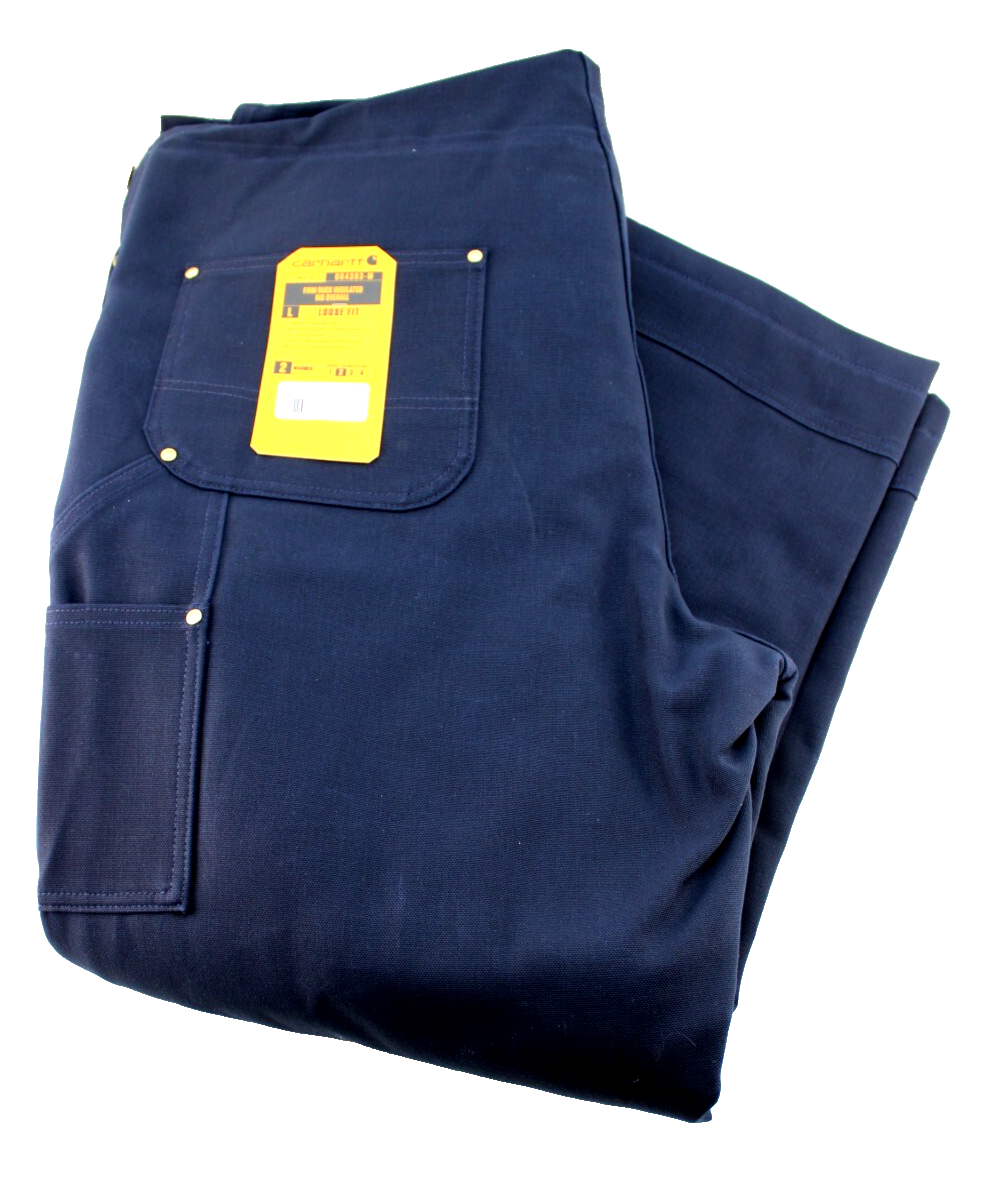 CARHARTT Size L Regular Dark Navy Quilt Lined Duck Zip-To-Knee
