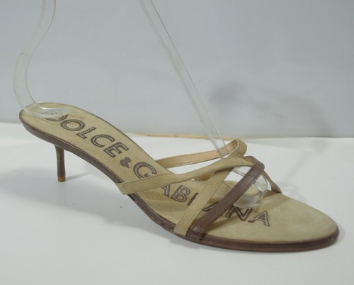 Dolce Gabbana Leather Heel Slippers Sandals New 41