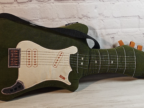 IXCHEL Vintage Plush Sling Bag Guitar Green Corduroy Zippered Lined Adjustable - Picture 5 of 8