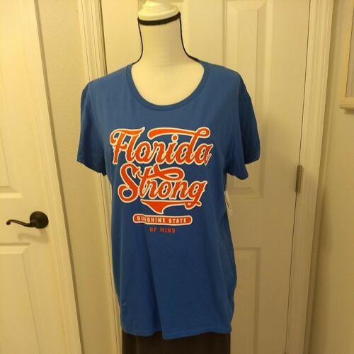 Florida Strong Sunshine State of Mind- Blue & Orange Women's Tee Shirt Size XL