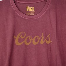 Camicia birra uomo Lucky Brand Coors grande ROSSO BORDEAUX BIRRA LOGO VINTAGE NUOVA CON ETICHETTE