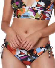 Bar III Printed Side-Shirred Hipster Bottoms Green Size XS