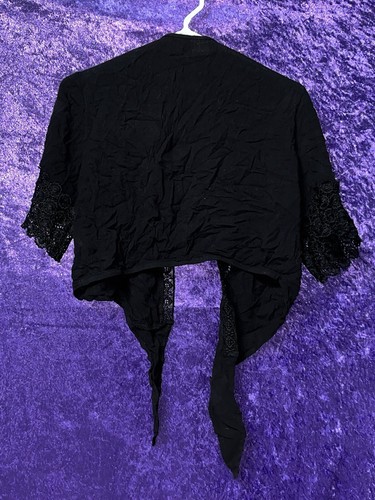 No Boundaries Large (11-13) Black Lace Open Front Vest - Picture 3 of 4