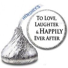 108 Happily Ever After Favor Labels Hershey Kiss Candy Wrappers Wedding Favors