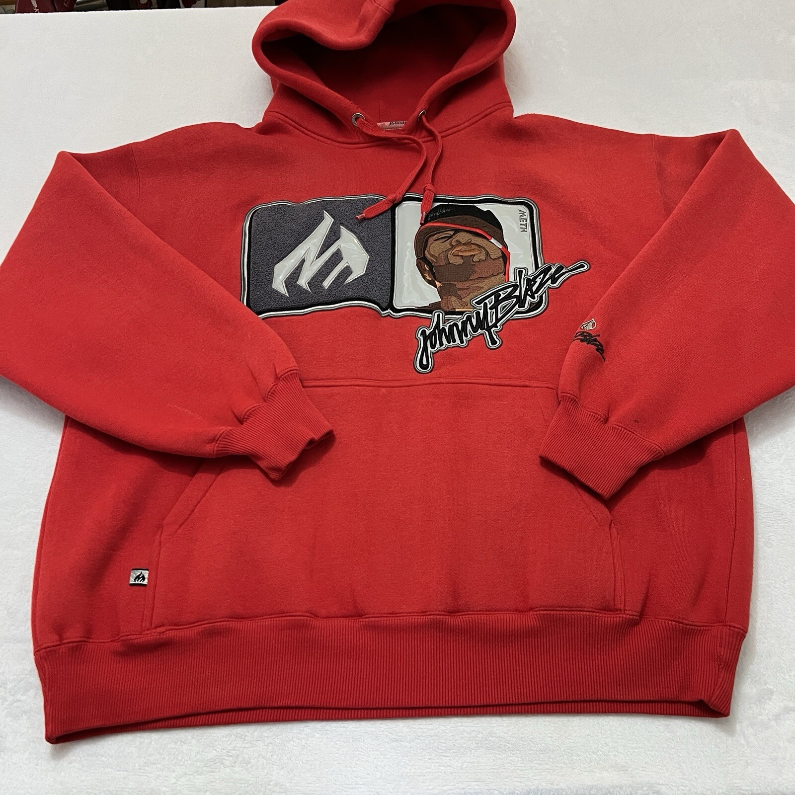 Johnny Blaze Hoodie Mens Extra Large Red Method Man Wu Tang Clan Big Patch Adult