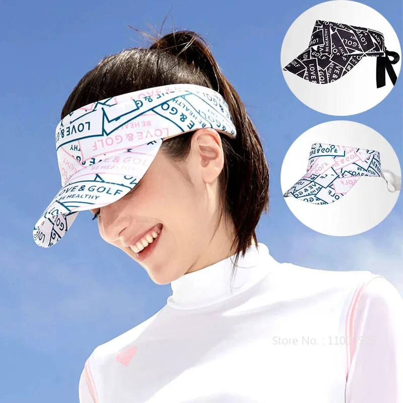 "Women's UV Protection Sun Hat Sports Cap Letter Print Visor Empty Caps