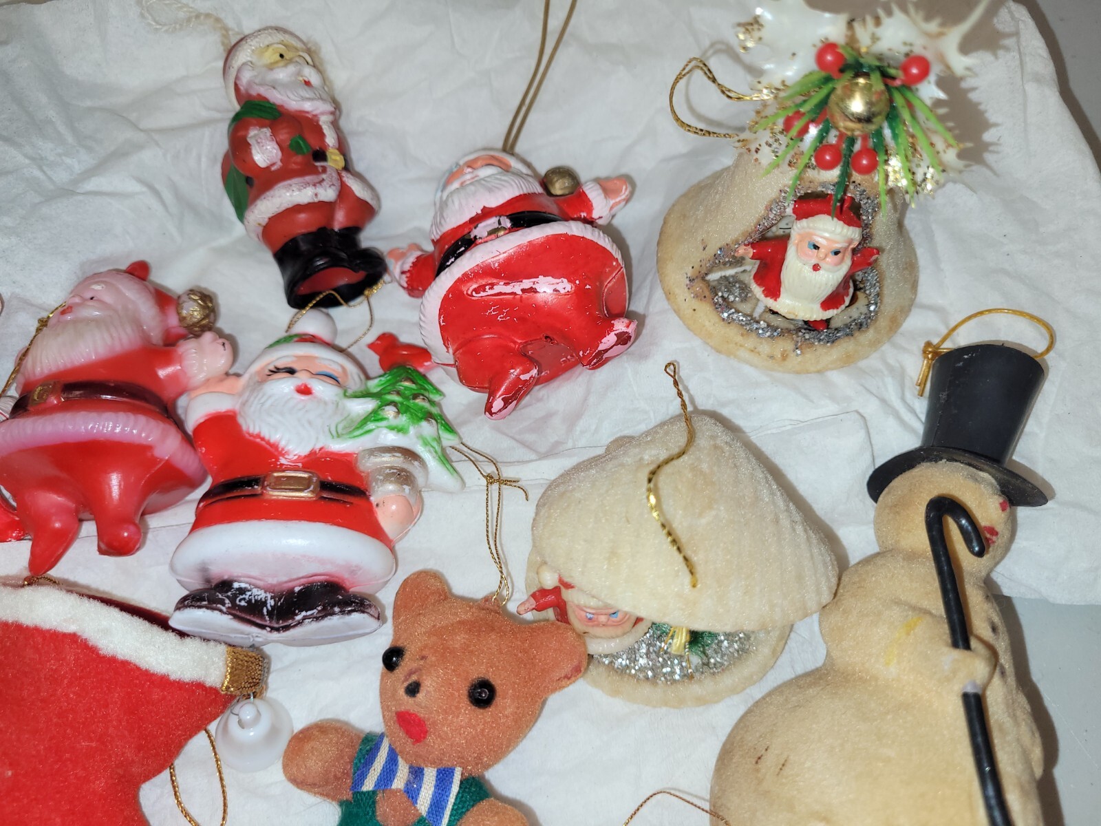 Vintage Flocked And Plastic Christmas Tree Decorations eBay