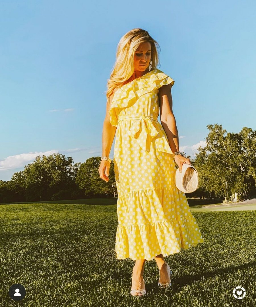 Lisa marie fernandez target Polka Dot One Shoulder Dress Yellow White Size  S | eBay