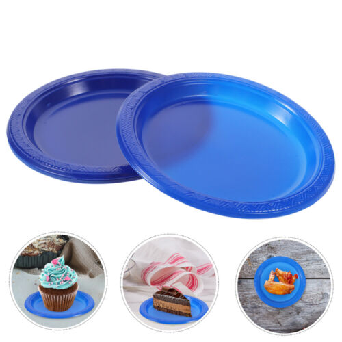 20 Pcs Blue Round Dining Tray Barbecue Serving Dishes Camping Party