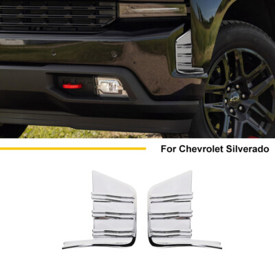 Exterior Chrome Front Fog Light Cover Bezel Decoration For Chevy Silverado 2019+
