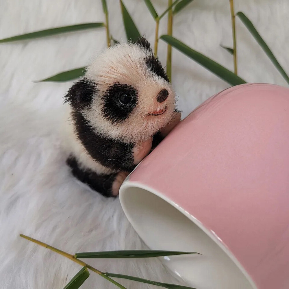 パンダのリボーンドール 5in Realistic Full Silicone Panda Soft Fake Animals Silicone Baby