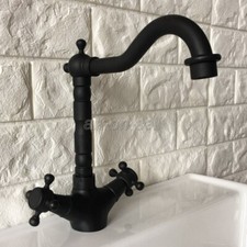 Oil Rubbed Bronze Dual Cross Handles Kitchen Vanity Sink Faucet Mixer Taps