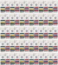 240 PK of Kids Cotton Tube Socks White With Stripes Size 4-6 - Boys Crew Sock