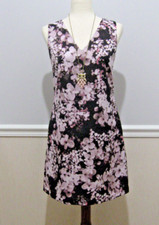 Banana Republic Silky Floral Dress sz 0 Feminine Blush on Black 
