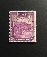 Pakistan SG 43b 25R violett P13 fein gebraucht KGVI sehr leichte CDS.