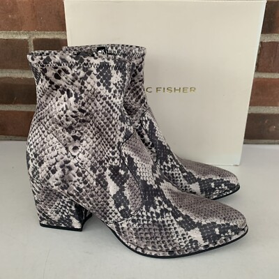 Marc Fisher Womens Leave Animal Print Block Heel Ankle Boots Shoes